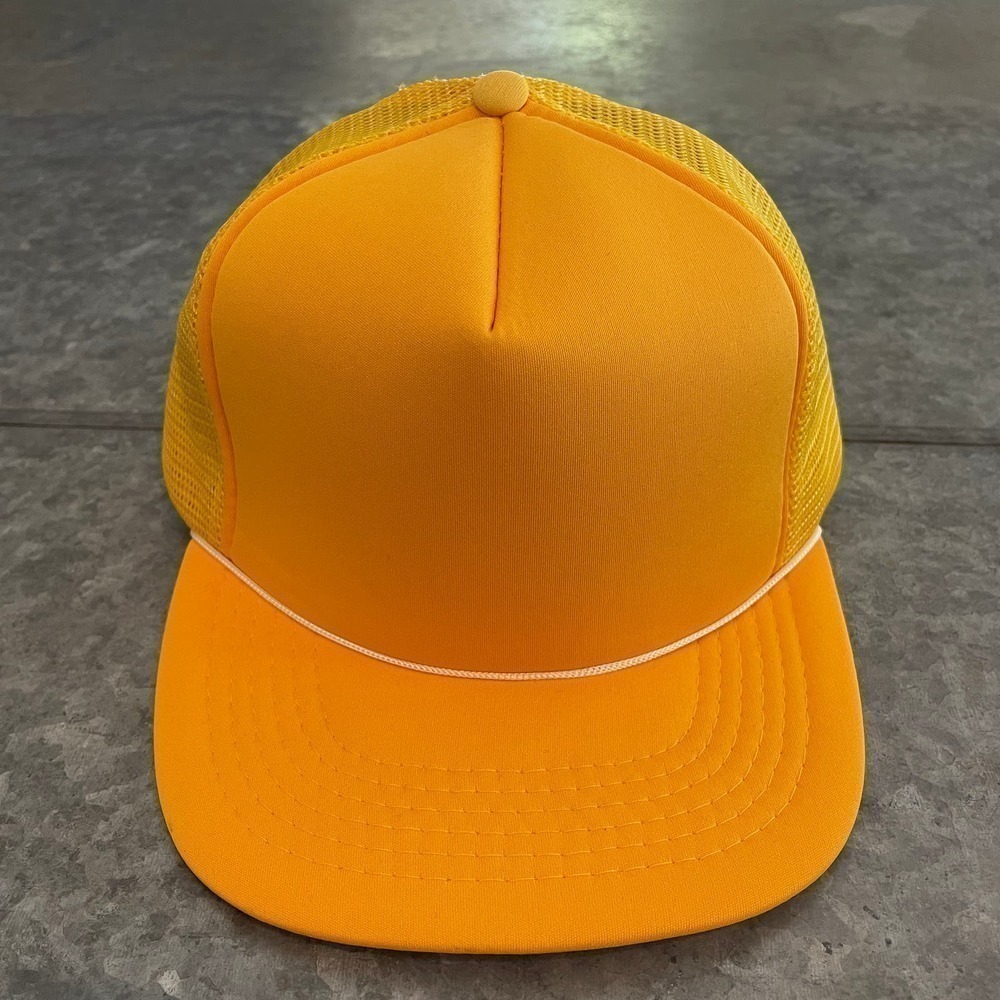 Vintage Blank Tama Co Tokyo Japan Snapback Trucker Hat Yellow Corded Retro Plain